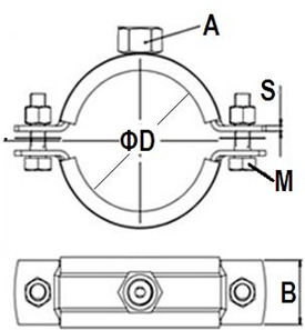 Чертеж хомута для труб высокой нагрузки с гайкой Чертеж хомута для труб высокой нагрузки с гайкой