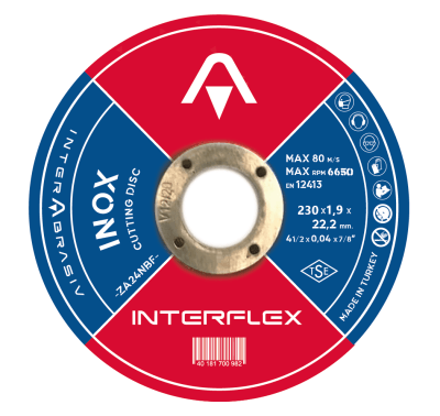 Круг отрезной по нержавеющей стали (Inox) INTERFLEX 230*1,9*22 ,23