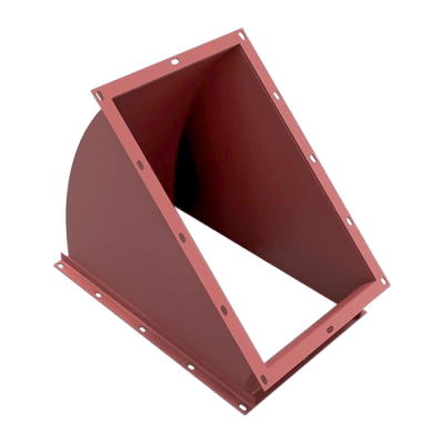 Прямоугольный отвод 45 градусов из черной стали, толщина 1 мм