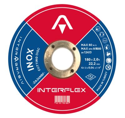 Круг отрезной по нержавеющей стали (Inox) INTERFLEX 180*2,0*22 ,23